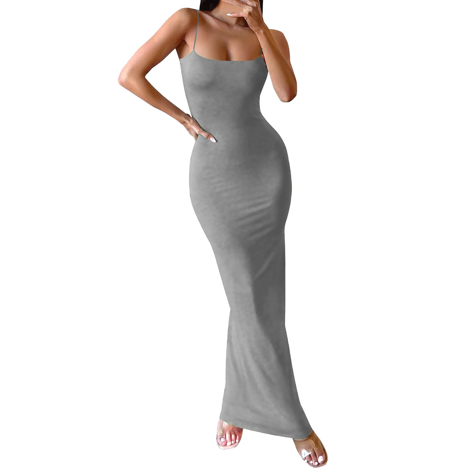 Women's Spaghetti Strap Bodycon Maxi Dress 2024 Summer Sleeveless