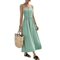 thumbnail image 1 of Women's Spaghetti Strap Button Front Midi Dress Casual Summer Sundress Light Green M, 1 of 9