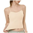 thumbnail image 1 of Women's Spaghetti Strap Crop Tank Tops Double Lined Seamless Camisole Yoga Basic T Shirts Slim Fit Blouses (L, Beige), 1 of 7