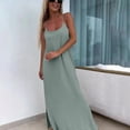 thumbnail image 1 of Women's Spaghetti Strap Maxi Dress Scoop Neck Sleeveless High Split Satin Silk Feel Slip Dress Elegant Summer Beach Vacation Wedding Guest Long Dress, 1 of 6
