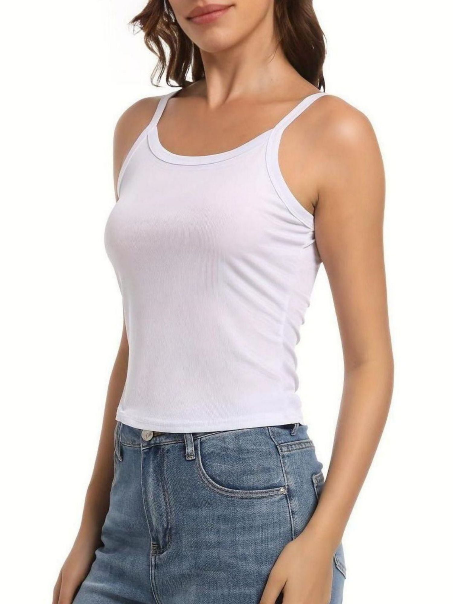 Women's Lace Patchwork V Neck Camisole Ribbed Spaghetti