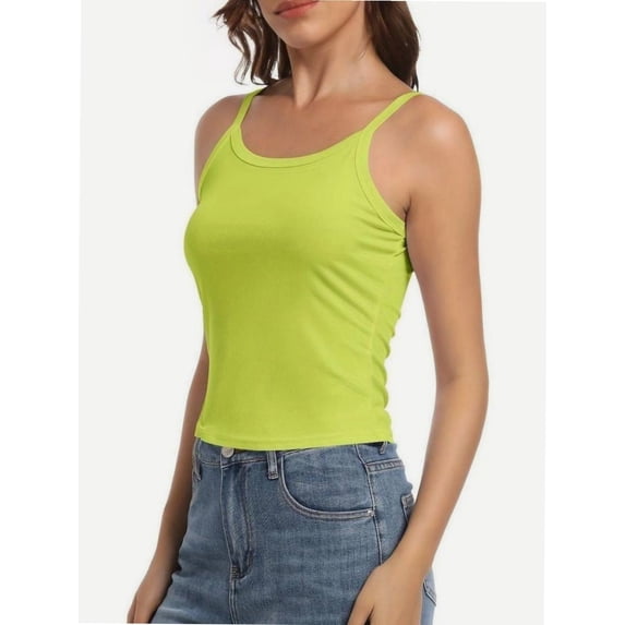 Women's Spaghetti Strap Ribbed Tank Tops Scoop Neck Sleeveless Slim Fit Camisole