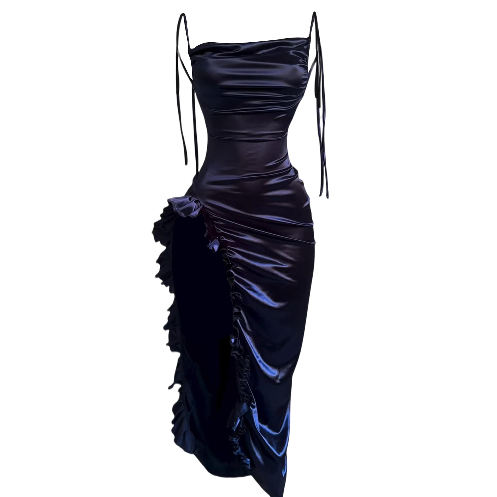 drawstring satin dress Drawstring Ruched Satin Bodycon Dress