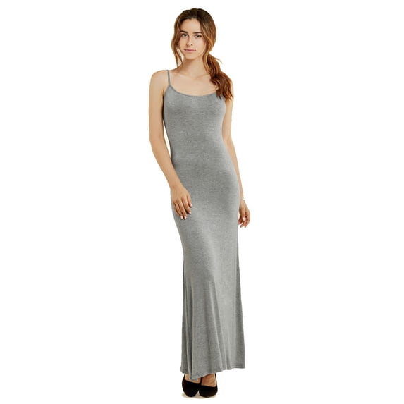 Women's Spaghetti Strap Sleeveless Maxi Dress, Heather Gray L