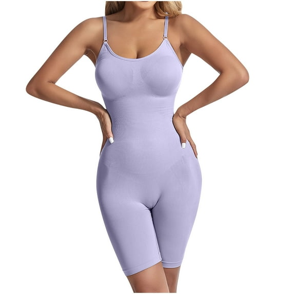 Women's Spaghetti Strap Tank Top Short Jumpsuit Bodysuit Tummy Control Seamless One Piece Catsuit for Gym Workout