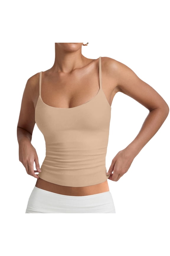 Women's Spaghetti Strap Tank Top Sleeveless Soft Stretchy Camisole Shirts Spring Basic Adjustable Tanks, S