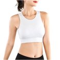 thumbnail image 1 of Women's Spaghetti Strap Yoga Bras Solid Sleeveless Cold Shoulder Casual Tanks Blouse Tops V-Neck No Underwire Bra Feature Hook and Eye Closure T-Shirt Bra Style Y-544 , White S, 1 of 4