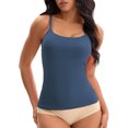 thumbnail image 1 of Women's Spaghetti Straps Camisoles with Built-In Bras Basic Breathable Sleeveless Undershirts Tops S Dark Blue, 1 of 5