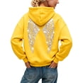 thumbnail image 1 of Women's Sparkle Rhinestone Angel Wings Hoodie Long Sleeve Sweatshirts | Drawstring Baggy Sweatshirt with Pocket, Mesh Back, Party Clubbing Outfit, Gothic Grunge, With Pockets, 1 of 6