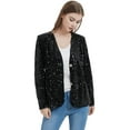 thumbnail image 1 of Women's Sparkle Sequins Blazer Jacket Open Front Casual Shiny Coat, Black, X-Large, 1 of 5