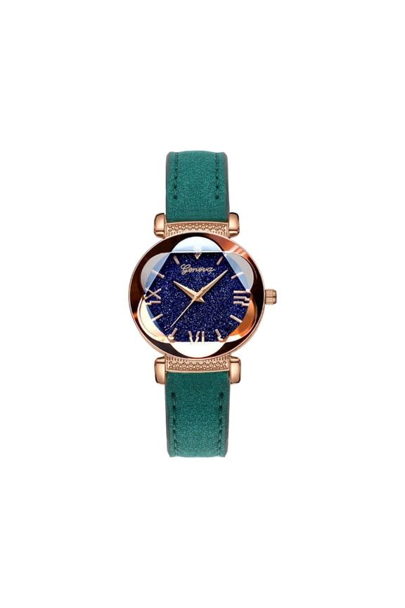 Women’s Sparkling Dial Quartz Watch, Faceted Crystal Bezel, Velvet-Textured Strap, Rhinestone Accented Lugs, Elegant Dress Watch For Special Occasions