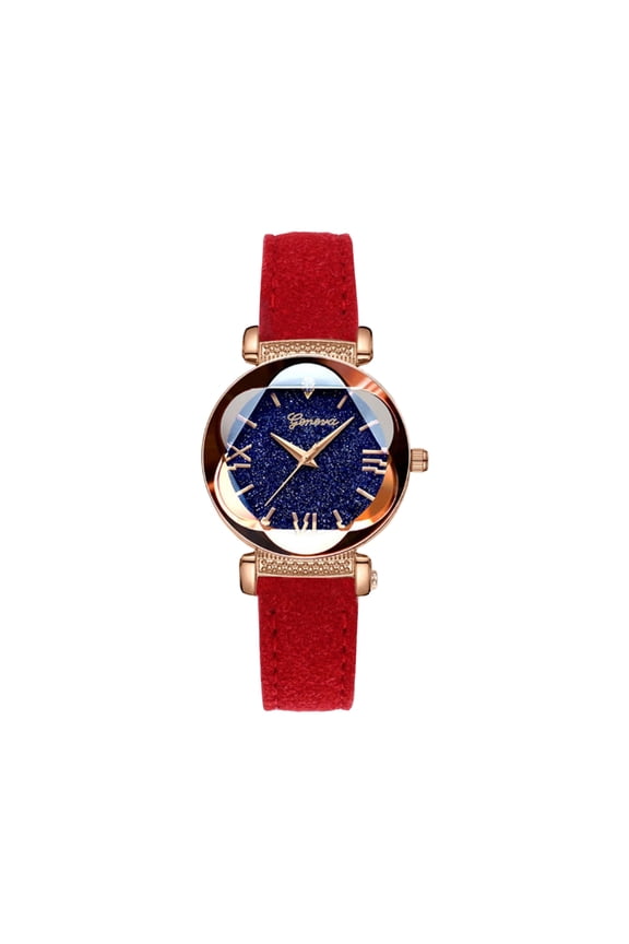 Women’s Sparkling Dial Quartz Watch, Faceted Crystal Bezel, Velvet-Textured Strap, Rhinestone Accented Lugs, Elegant Dress Watch For Special Occasions