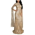 thumbnail image 1 of Women's Sparkling Gold Formal Dress Elegant Long Skirt Slim Fit Evening Gown for, 1 of 2