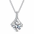 thumbnail image 1 of Women's Sparkling Round-Cut Pendant Necklace, White Copper Silver-Tone Clear Stone Necklace, Fashion Commuter Necklace for Women, 1 of 6