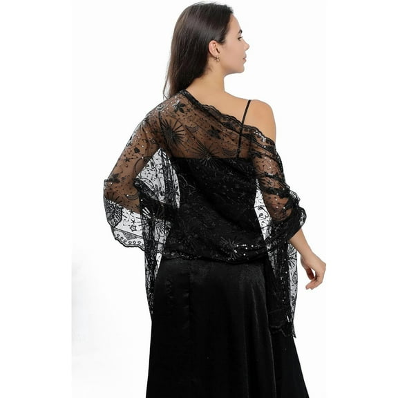 Women's Sparkling Sequin Deco Wedding Scarf for Bride 1920s Shawls and Wraps for Evening Party Dress