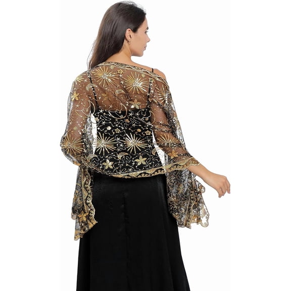 Women's Sparkling Sequin Deco Wedding Scarf for Bride 1920s Shawls and Wraps for Evening Party Dress