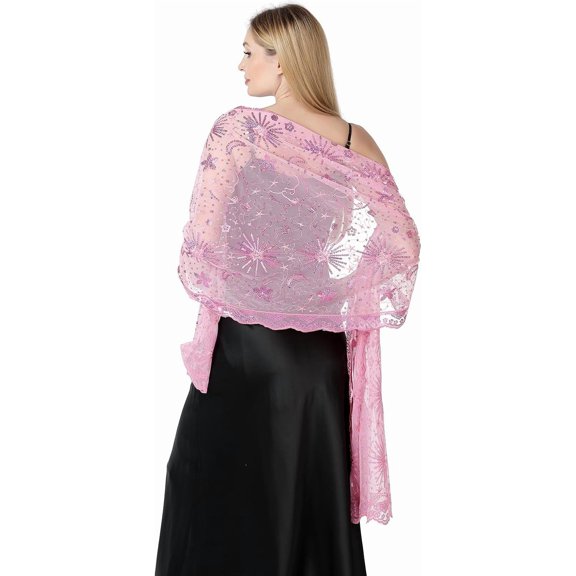 Women's Sparkling Sequin Deco Wedding Scarf for Bride 1920s Shawls and Wraps for Evening Party Dress