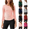 thumbnail image 1 of Women's Sparkling Sequin T-Shirt Top Blouse Round Neck Quarter Sleeve Loose Fit Trumpet Sleeve Solid Color Casual Party Night Out Fashion Essential Gift for Women | Sopatenor,Hot Pink XL, 1 of 9