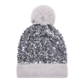thumbnail image 1 of Women’s Sparkly Bling Sequin Soft Knit Winter Hat, Warm Stretchable Knitted Beanie, Fashion Cozy Cold Weather Hat for Daily Wear, Outdoor Activities, Winter Outfits and Casual Styling, 1pc, 1 of 2