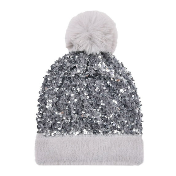 Women’s Sparkly Bling Sequin Soft Knit Winter Hat, Warm Stretchable Knitted Beanie, Fashion Cozy Cold Weather Hat for Daily Wear, Outdoor Activities, Winter Outfits and Casual Styling, 1pc