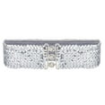 thumbnail image 1 of Women's Sparkly Glitter Sequin Wide Stretch Elastic Belt Accessory,Silver,One Size, 1 of 5