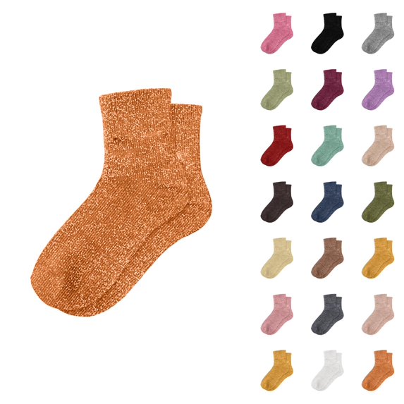 Women's Sparkly Metallic Slouch Socks 2025 Casual Stretch Fashion Cute Comfortable Mid Calf Socks