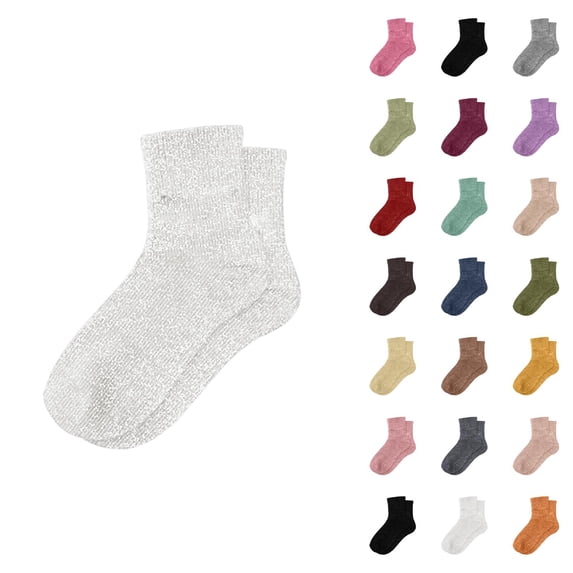 Women's Sparkly Metallic Slouch Socks 2025 Casual Stretch Fashion Cute Comfortable Mid Calf Socks
