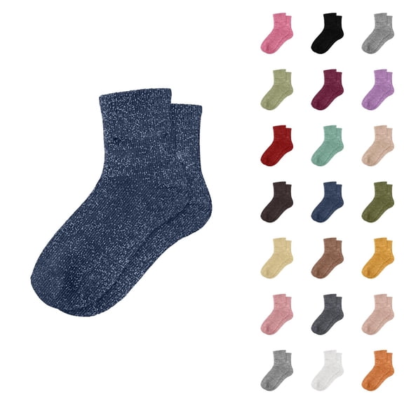 Women's Sparkly Metallic Slouch Socks 2025 Casual Stretch Fashion Cute Comfortable Mid Calf Socks