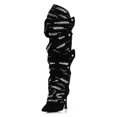 thumbnail image 1 of Women's Sparkly Rhinestone Fold-Over Stiletto High Heel Knee High Boots Sexy Black Suede Pointed Toe Back Zipper Tall Boots with Snap Button, 1 of 8