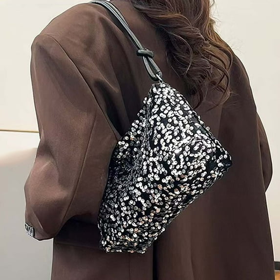 Women's Sparkly Sequin Crossbody Purse Evening Clutch Handbag Bag Color Silver Size One Size