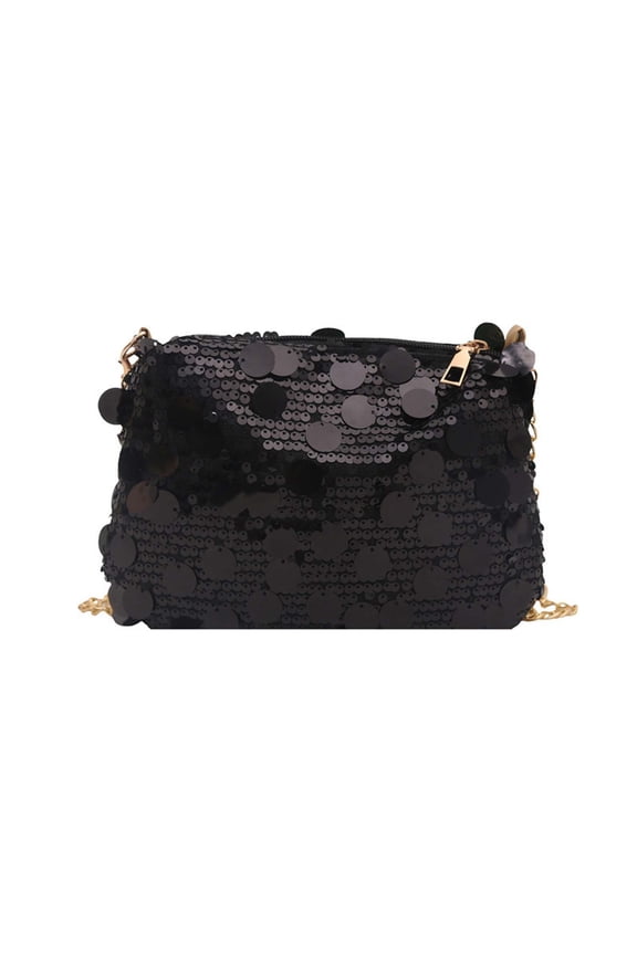 Women's Sparkly Sequin Crossbody Purse Evening Clutch Handbag Bag with Chain Strap