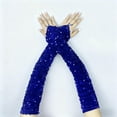 thumbnail image 1 of Women's Sparkly Sequin Gloves, Long Velvet Opera Gloves, Full Length Arm Sleeves, Evening Gloves, Wedding Prom Gloves, Sequin Party Gloves, Formal Event Gloves Blue, 1 of 4