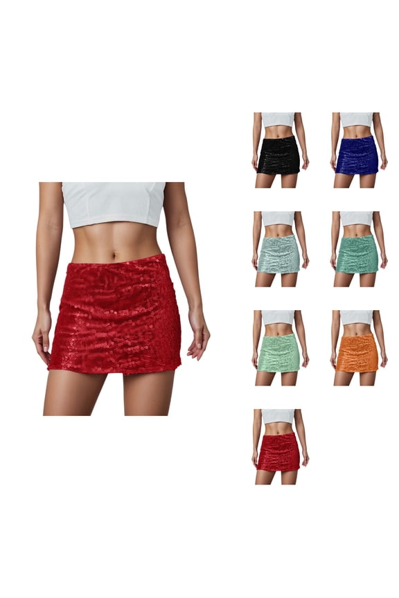 Women's Sparkly Sequin Mini Skirt, Summer Party Club Outfit, Sleeveless Cami Crop Top, Sexy Bodycon Two-Piece Set