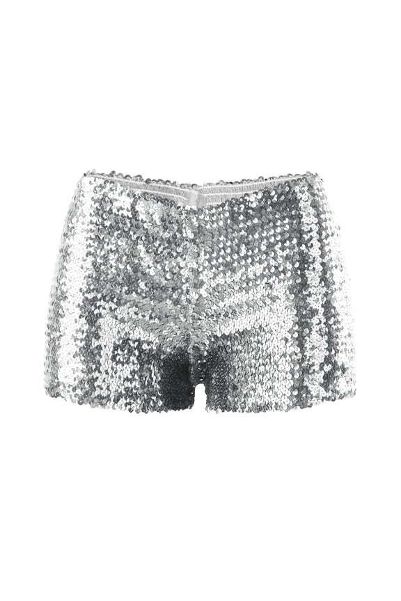 Women's Sparkly Sequin Shorts Low Waist Straight Leg Shorts Party Rave Concert