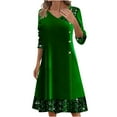 thumbnail image 1 of Women's Sparkly Sequin Velvet Dresses Long Sleeve V Neck Midi Dress Prom Party Cocktail Dress, 1 of 5