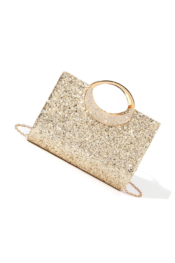 Women's Sparkly Sequins Clutch Purse Crossbody Bag with Chain for Wedding, Prom, Evening Party