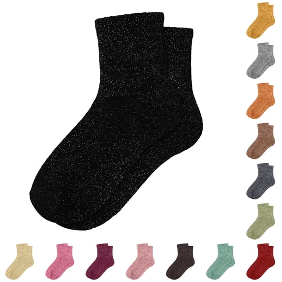 Women's Sparkly Solid Color Mid Calf Slouch Socks Fashionable Stretch Fit Hosiery for Daily Wear and Casual Outfits
