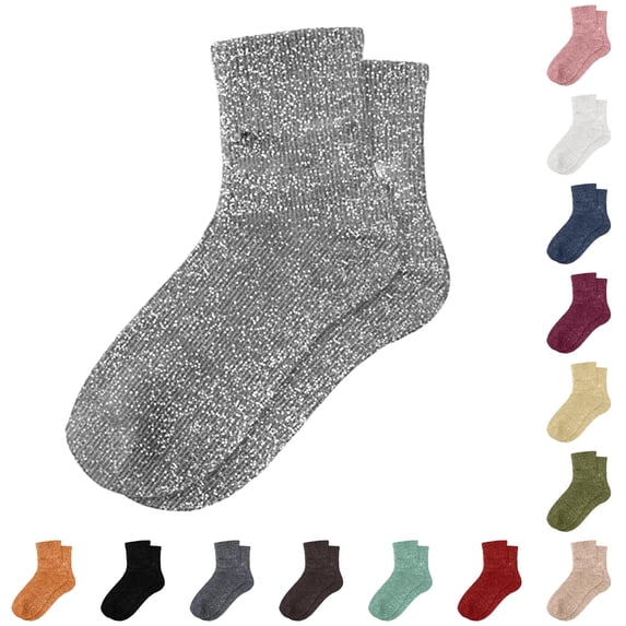 Women's Sparkly Solid Color Mid Calf Slouch Socks Fashionable Stretch Fit Hosiery for Daily Wear and Casual Outfits