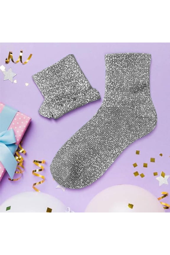 Women's Sparkly Solid Color Slouch Socks, Fashionable Mid Calf Hosiery for Daily Wear and Casual Outfits with Comfortable Stretch Fit