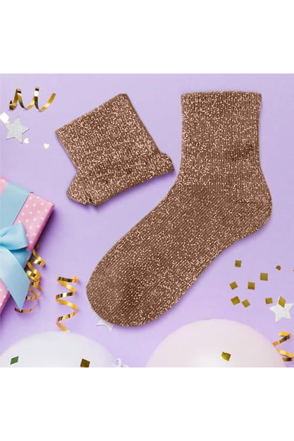Women's Sparkly Solid Color Slouch Socks, Fashionable Mid Calf Hosiery for Daily Wear and Casual Outfits with Comfortable Stretch Fit