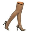 thumbnail image 1 of Women's Sparkly Stilettos Mesh Thigh High Boots Pointed Toe High Heels Rhinestones Over The Knee Boots, 1 of 7