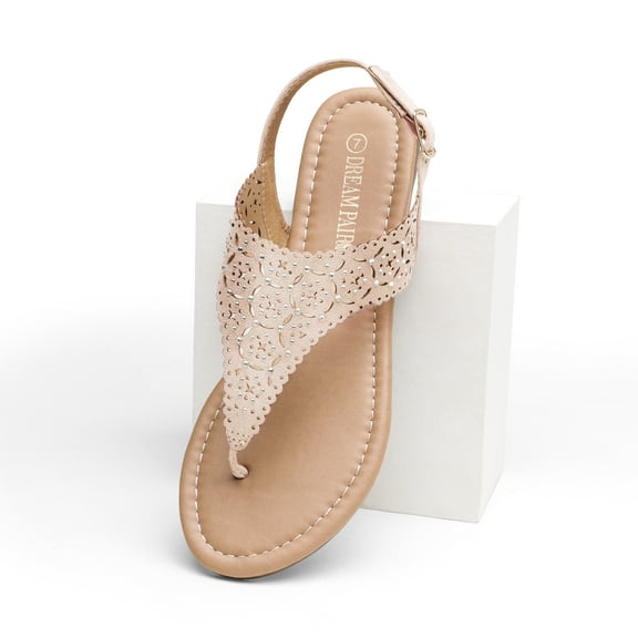 Women's Sparkly T-Strap Flat Sandals - Casual & Dressy Summer Shoes with Rhinestones