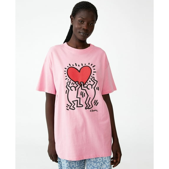 Women's Special Edition Keith Haring T-Shirt Lcn Kh Keith Haring Heart Beat S