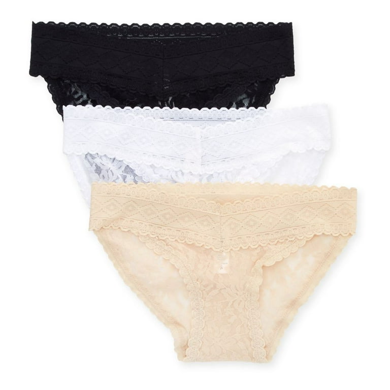 Nude Basic Lace Thong 3 Pack