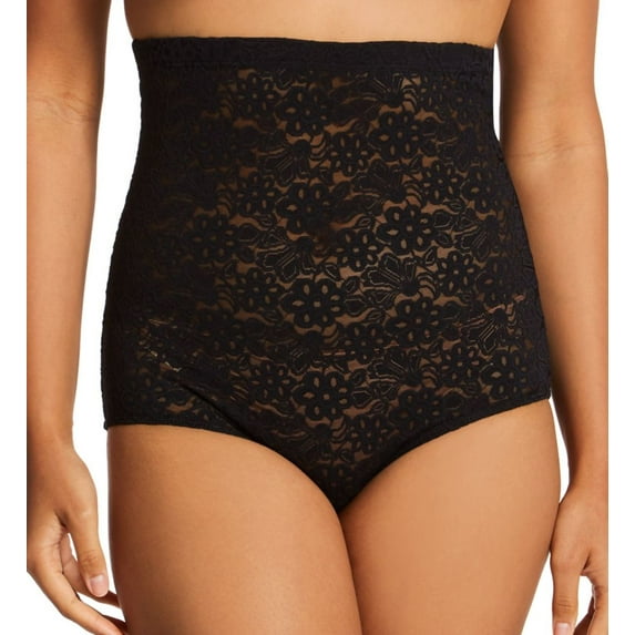 Women's Special Intimates SP3020 Lace Hi-Waist Shaping Brief Panty (Black S)