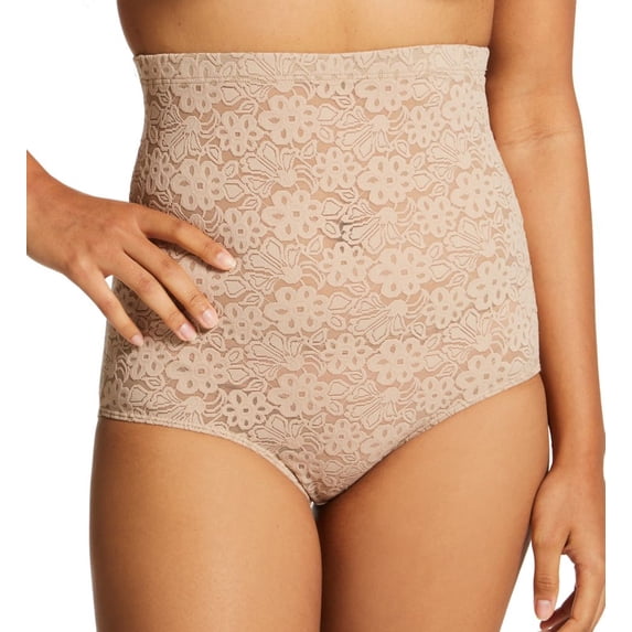 Women's Special Intimates SP3020 Lace Hi-Waist Shaping Brief Panty (Mocha L)