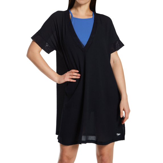 Women's Speedo 8002721 Active Swim Cover Up Mesh Dress (Black M)