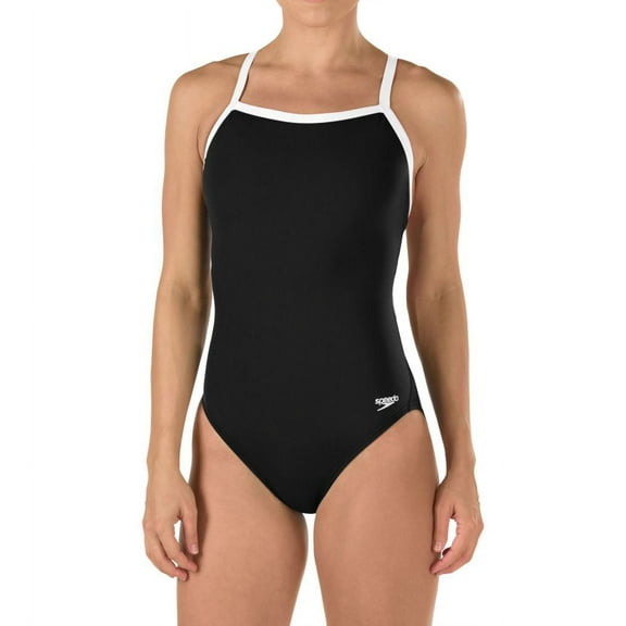 Women's Speedo 819016 Solid Flyback Training One Piece Swimsuit (Black 36D)