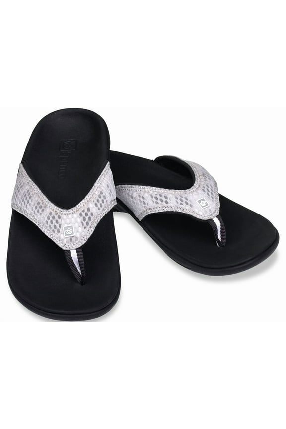 women's breeze sandal flip flop, black/silver, 11 m us