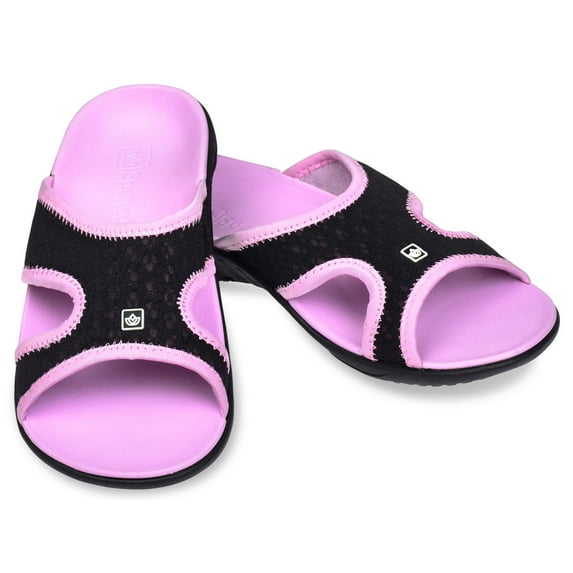 spenco women's breeze slide sandal, black/pink, 6 m us